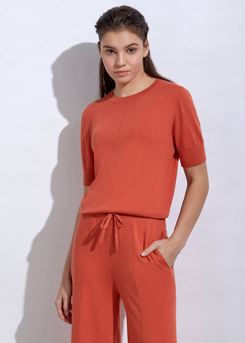 Cashmere Blend Mandarin Knit Top - 1