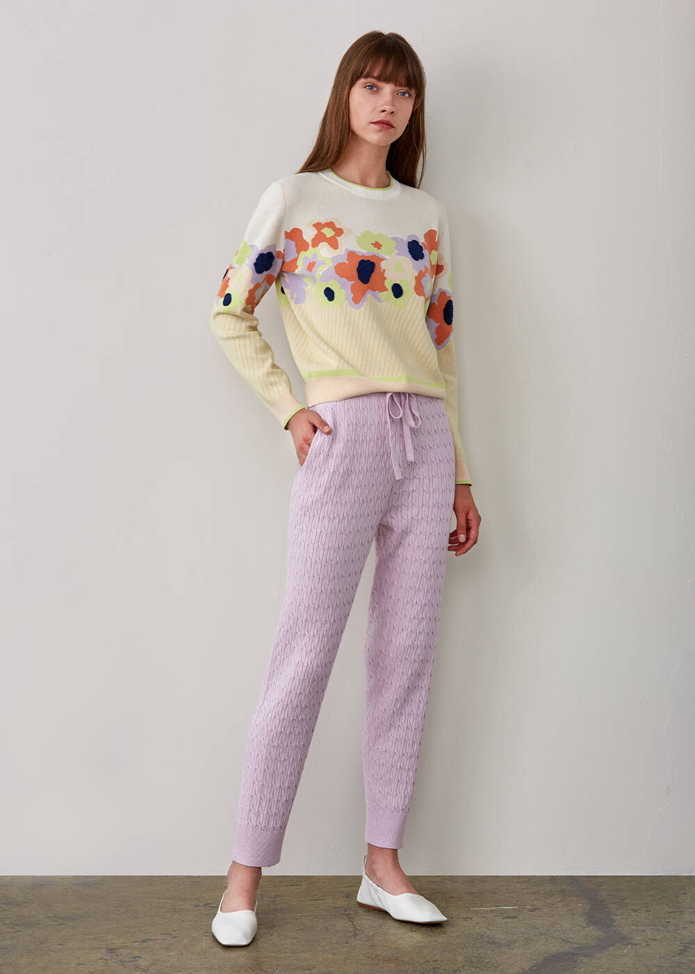 Cashmere Blend Stıtch Detaıled Lılac Knıt Pants - 2
