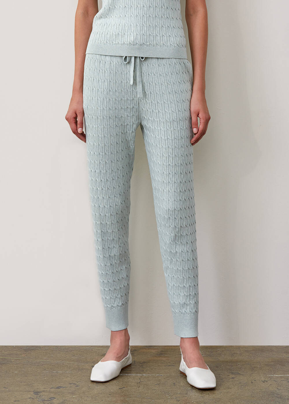 Cashmere Blend Stıtch Detaıled Mınt Knıt Pants - 1