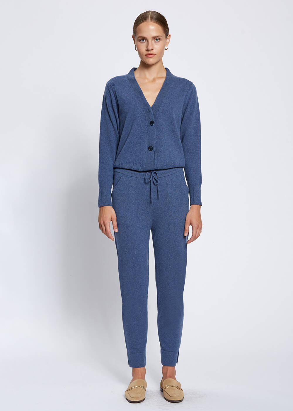 Cashmere Blue Knit Jogger Pants - 1