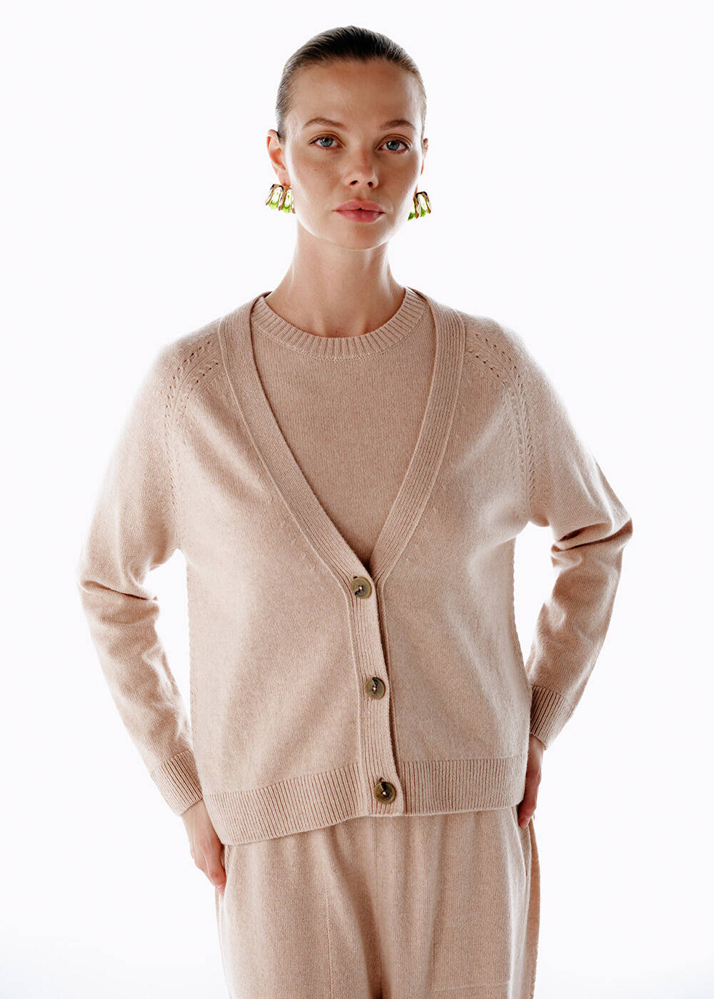 CASHMERE KNIT TOP POWDER - 1