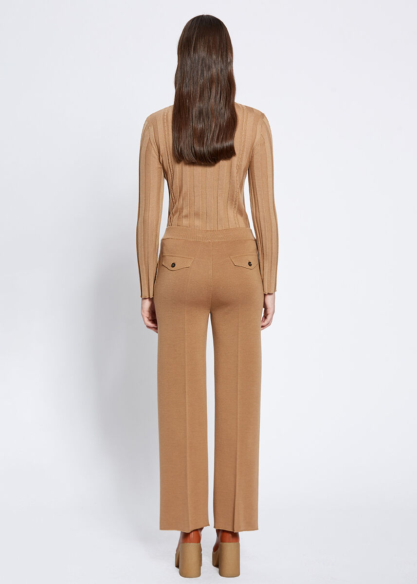 Cep Detaylı Camel Merino Yün Triko Pantolon · 5