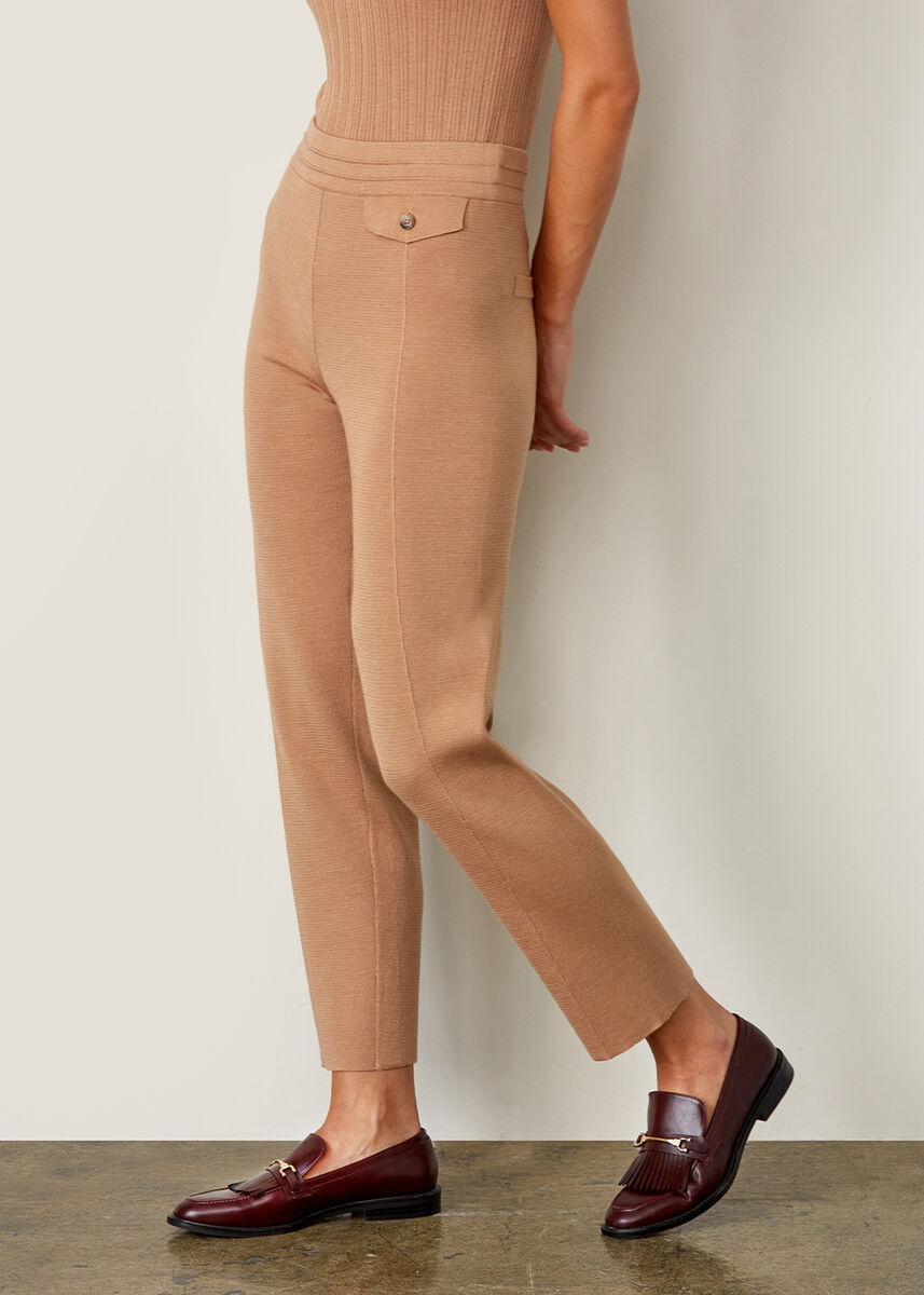 Cep Detaylı Merino Yün Camel Triko Pantolon · 4