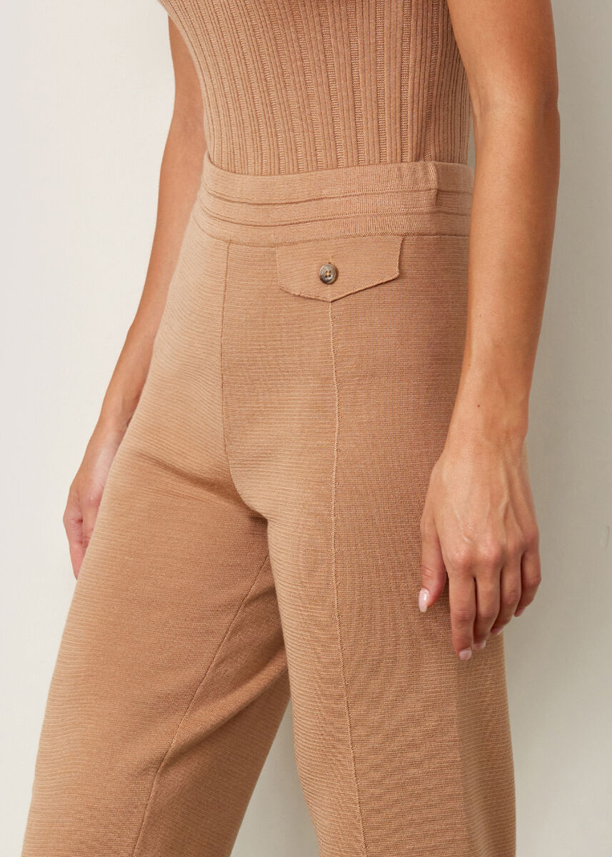 Cep Detaylı Merino Yün Camel Triko Pantolon · 7