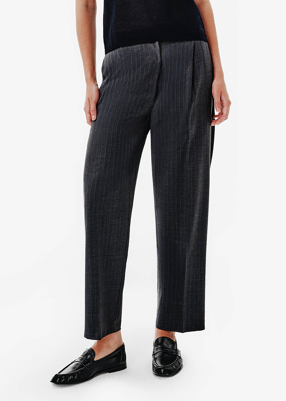 Cigarette Fit Pile Detay Gri Pantolon - 2