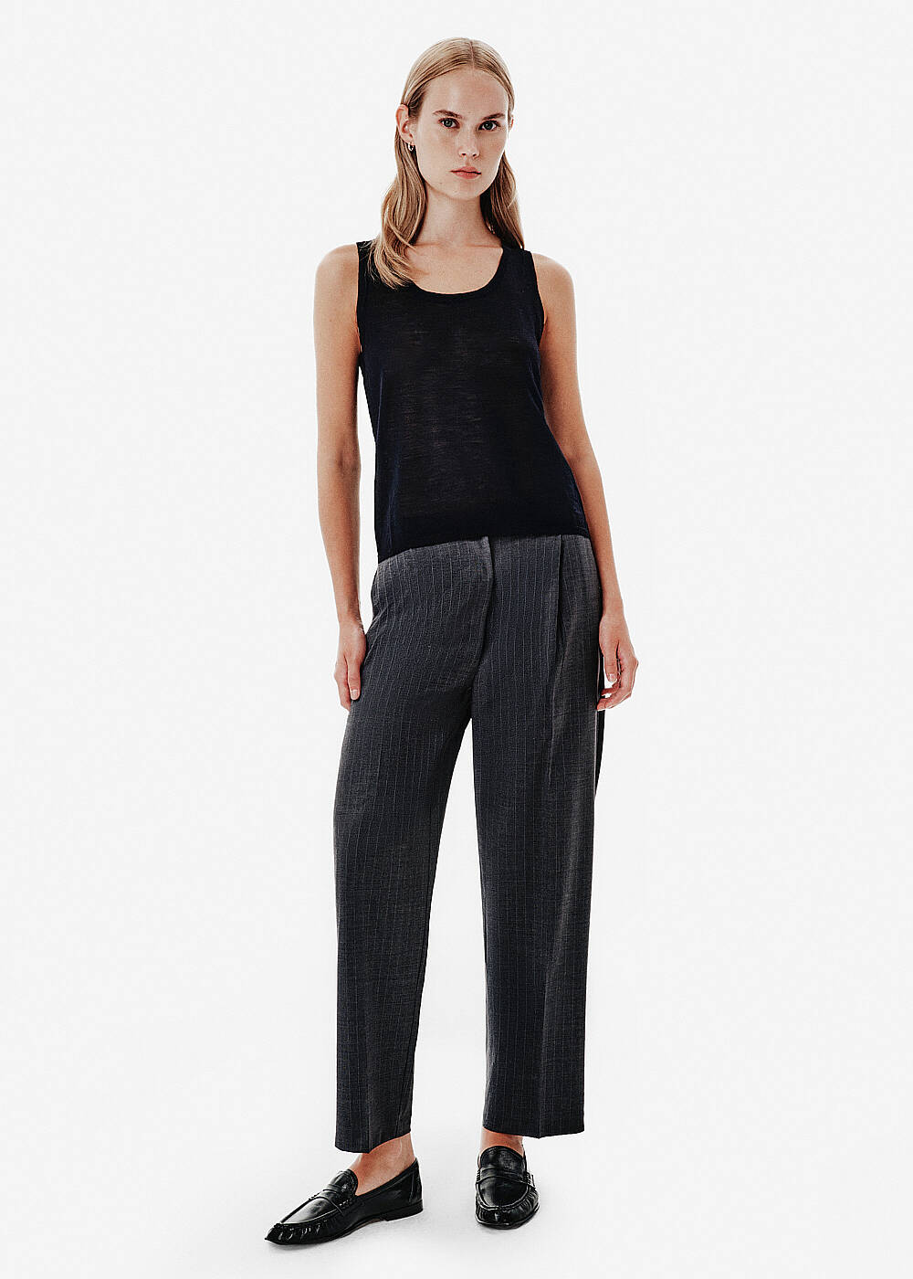 Cigarette Fit Pile Detay Gri Pantolon - 1