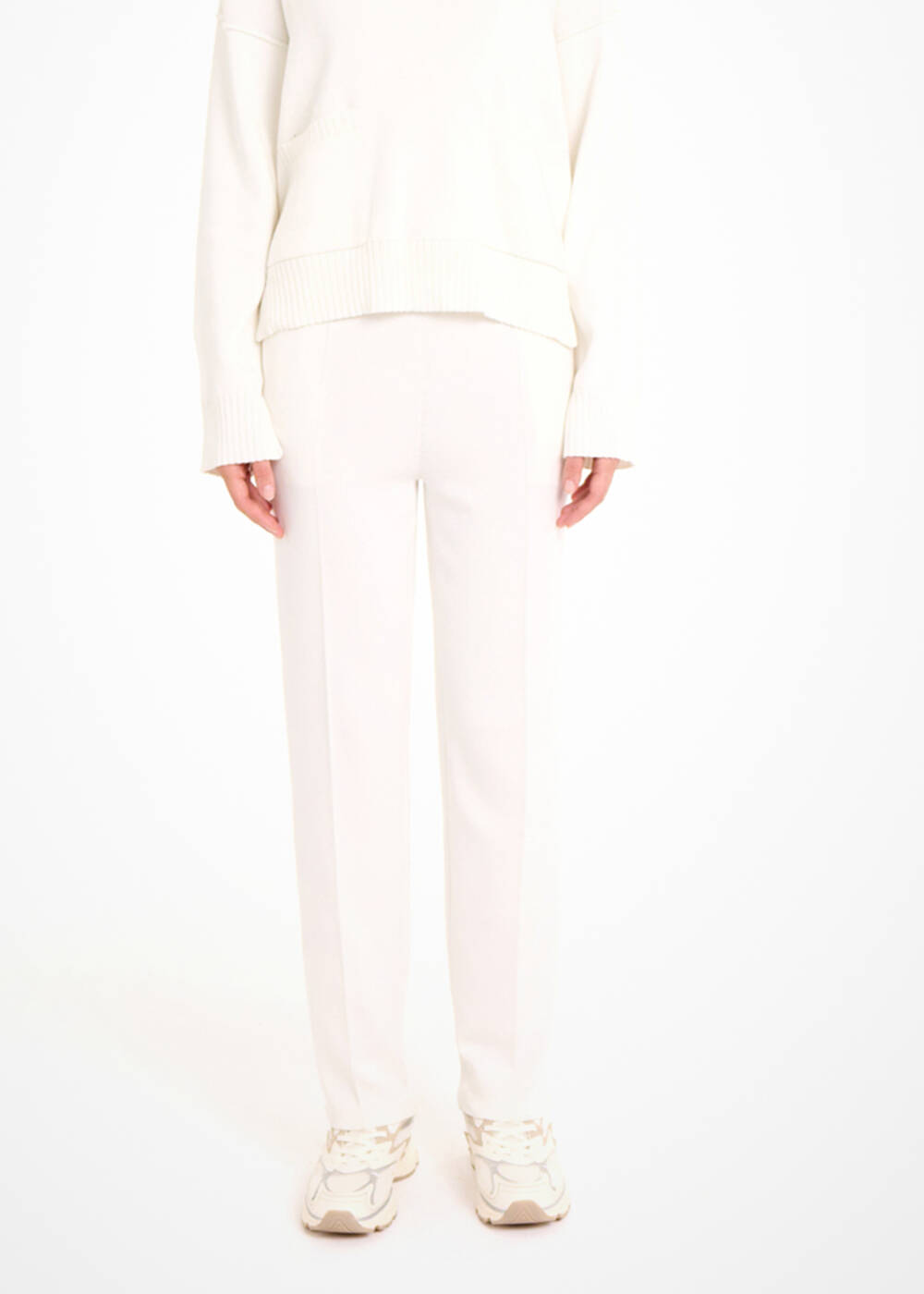 CIGARETTE FORM ECRU KNIT PANTS - 1