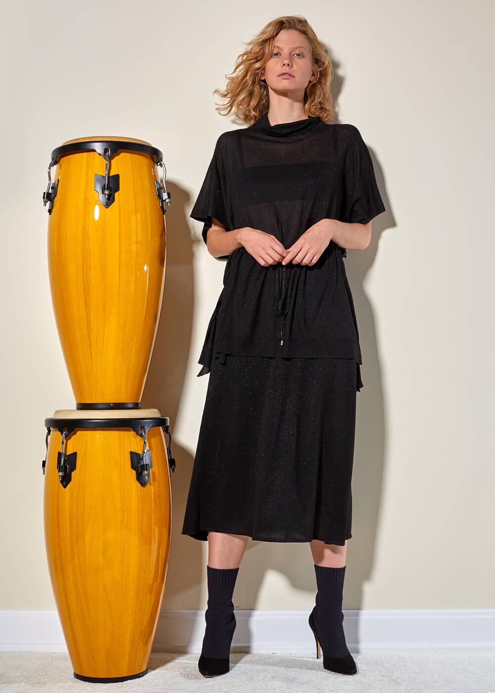 Circle Black Maxi Knit Skirt - 2