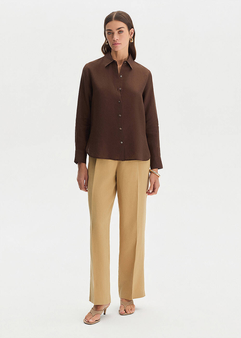 COFFEE REGULAR FIT LINEN SHIRT - 2