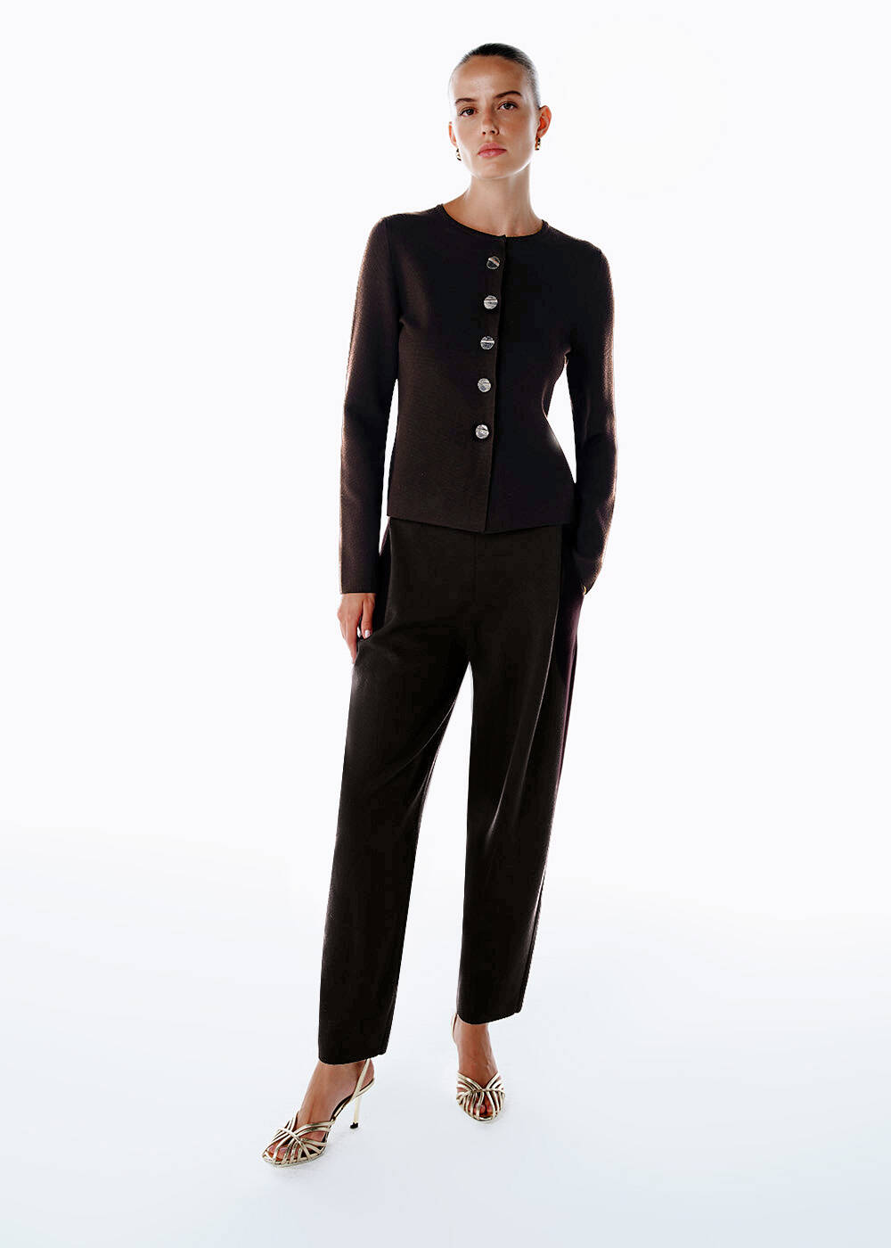 COFFEE SLIM FIT KNIT JACKET - 2