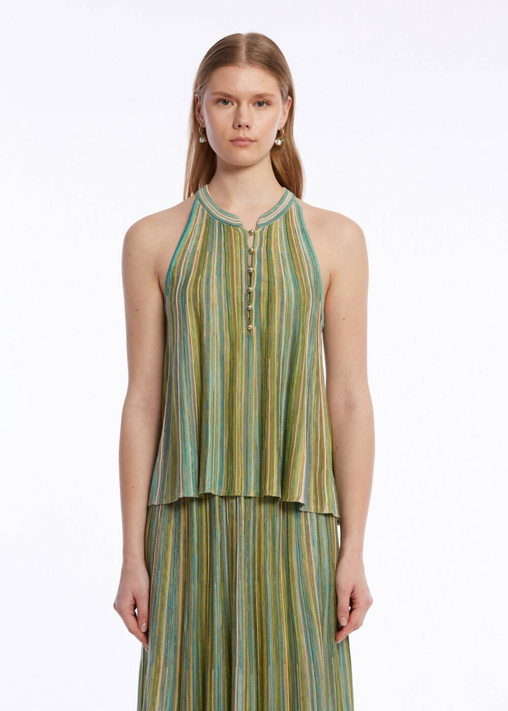COLOR BLOCK EXOTIC KNIT TOP - 1