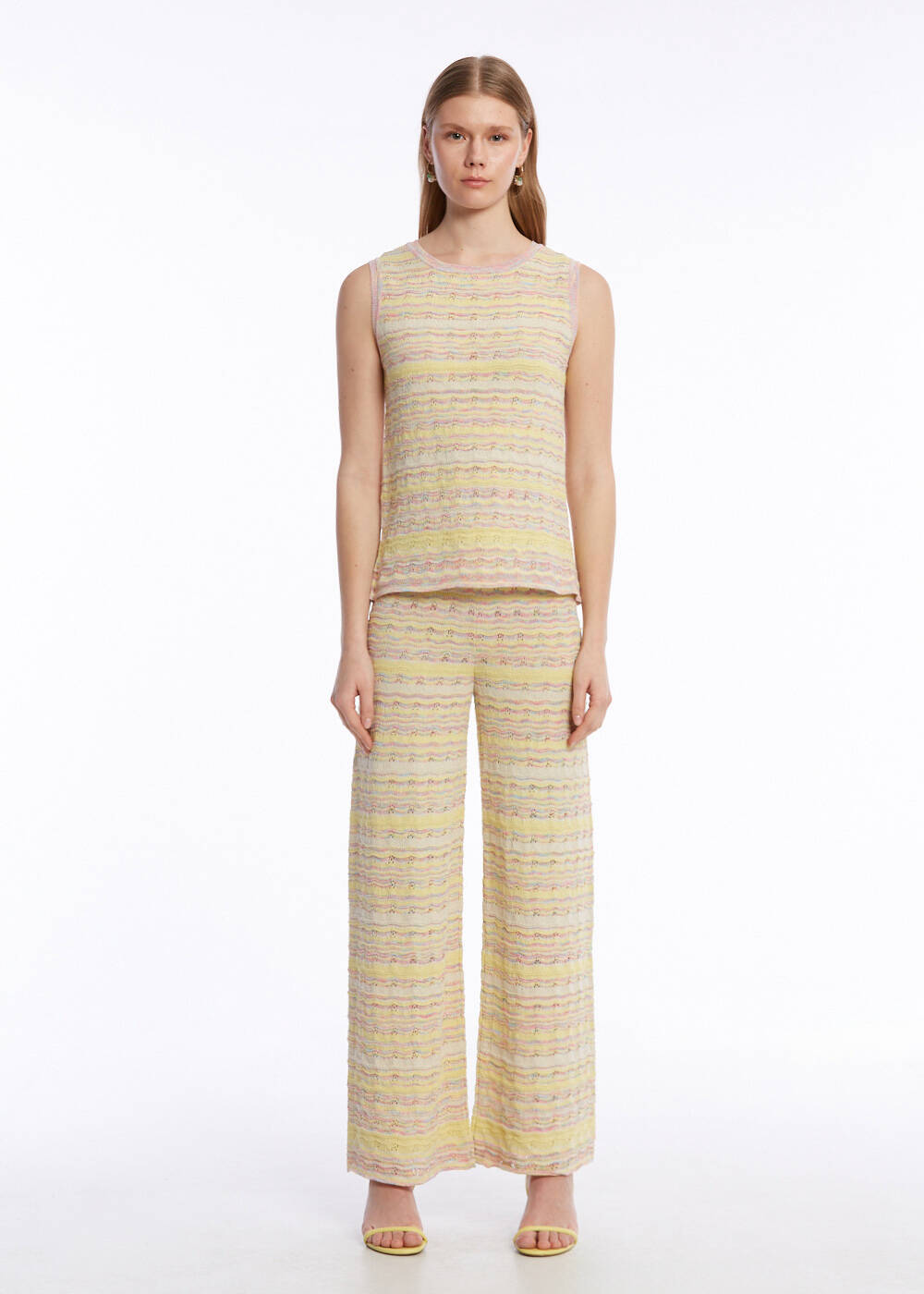 COLOR BLOCK KNIT PANTS - 2