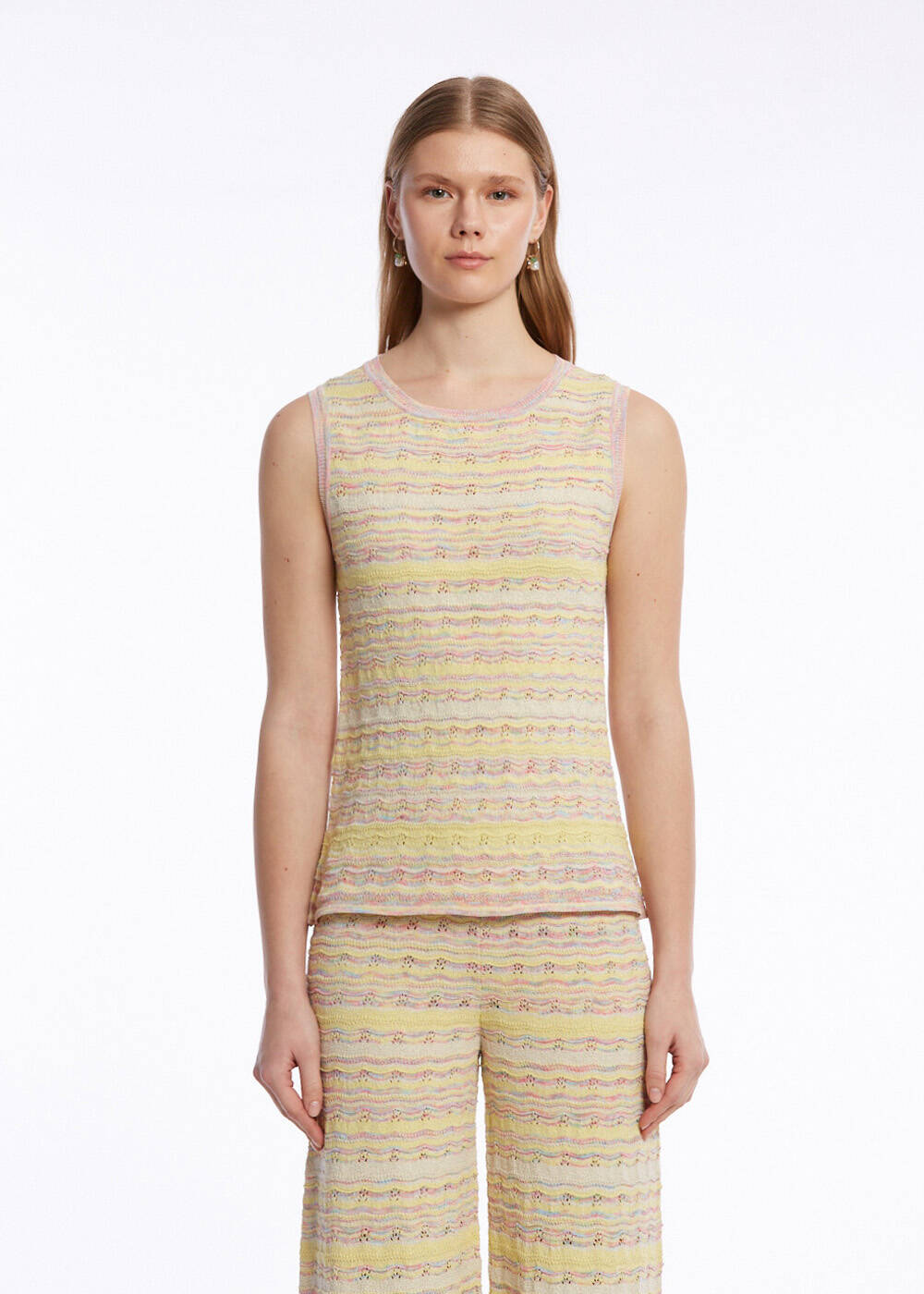 COLOR BLOCK SOFT CANDY KNIT TOP - 1