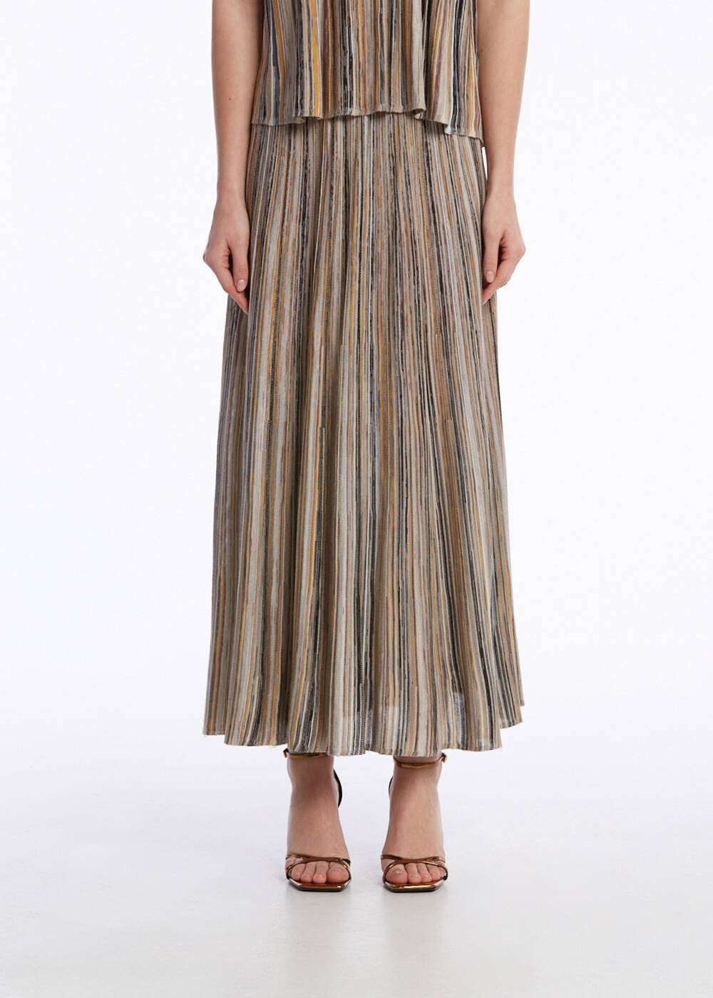COLOR BLOCK TERRA KNIT SKIRT - 1