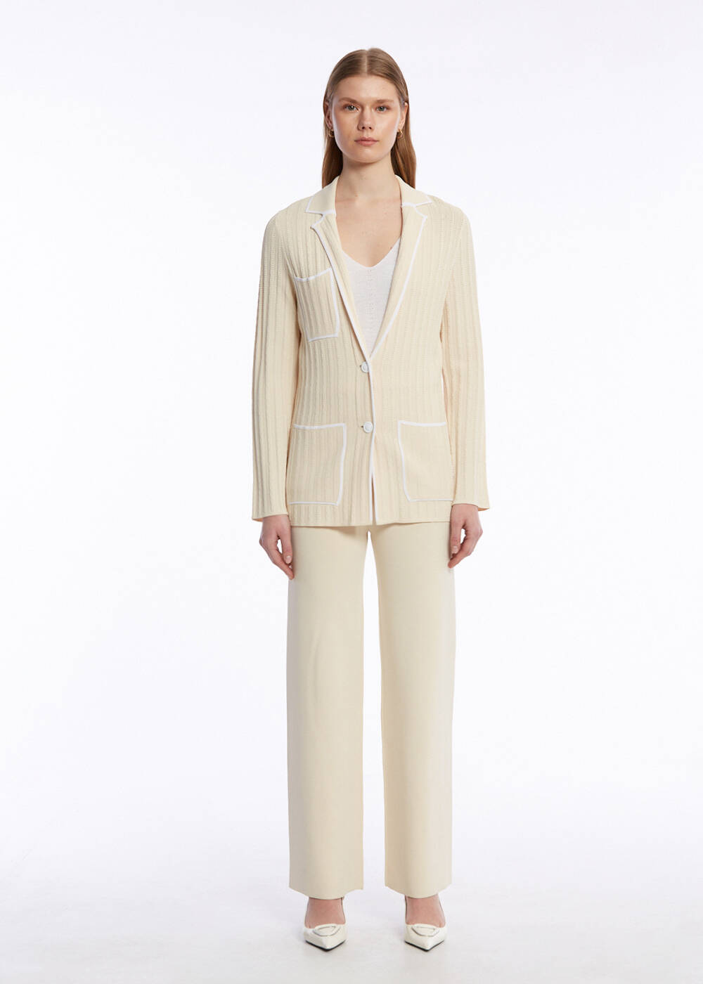 CONTRAST STRIPED SAND KNIT JACKET - 2