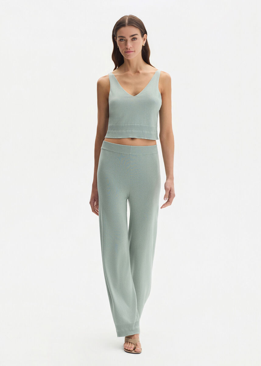 COTTON SILK BLEND CLAY KNIT PANTS - KNITSS