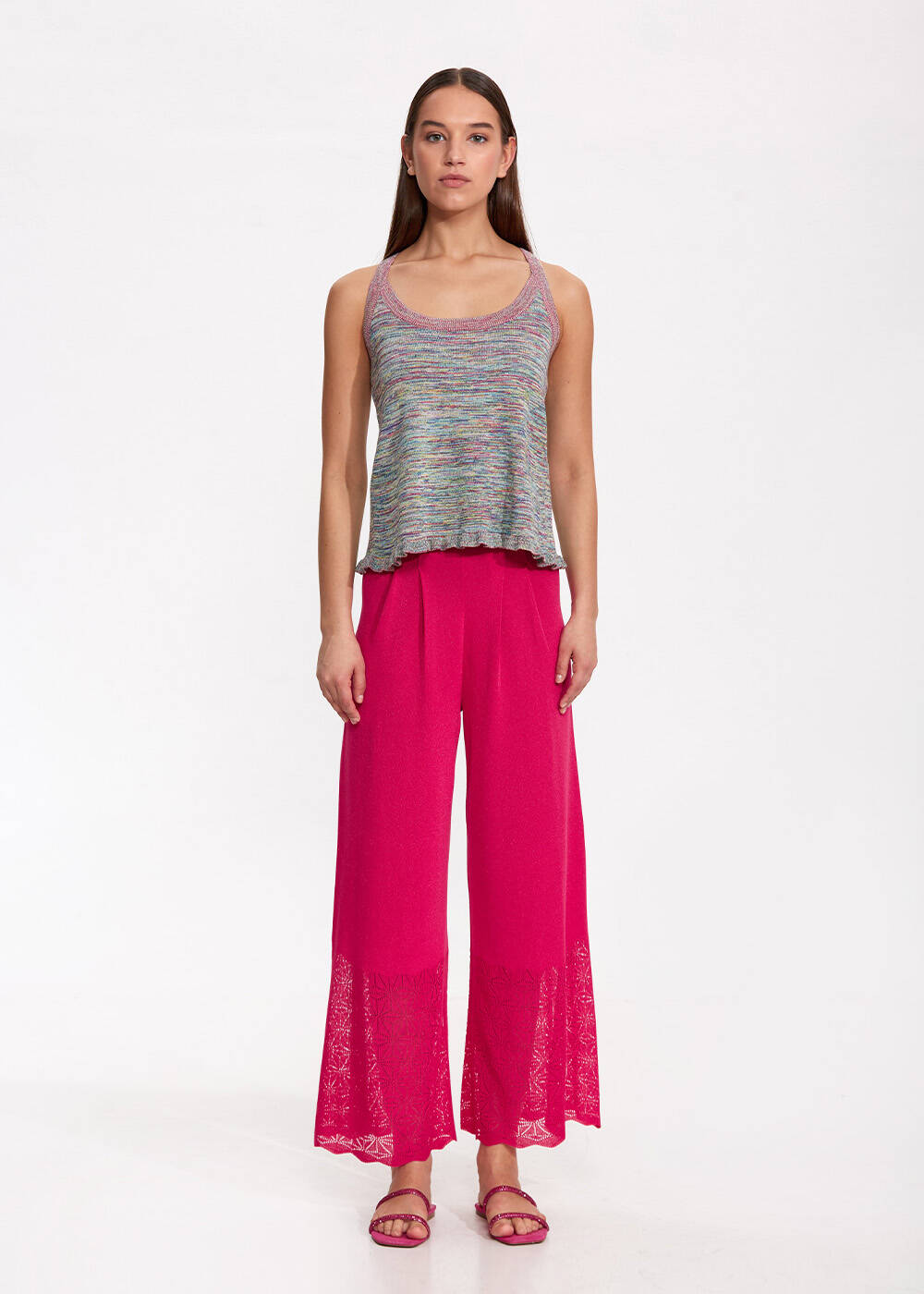 CROSS BACK STRAPS KNIT TOP - 2