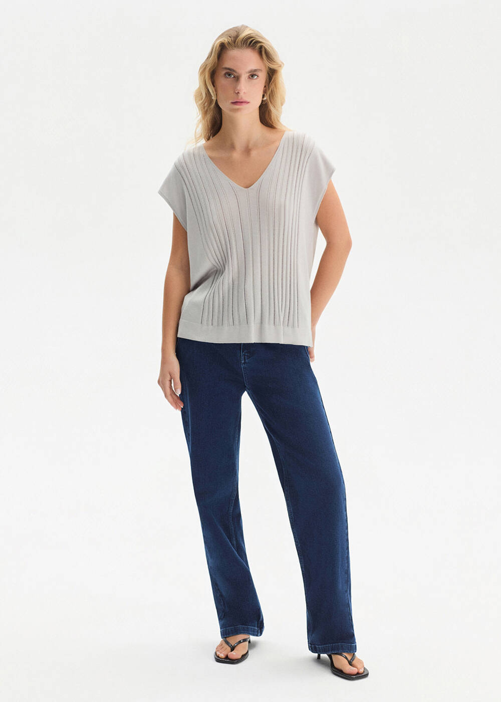 CRYSTAL SILK BLEND KNIT TOP - 2