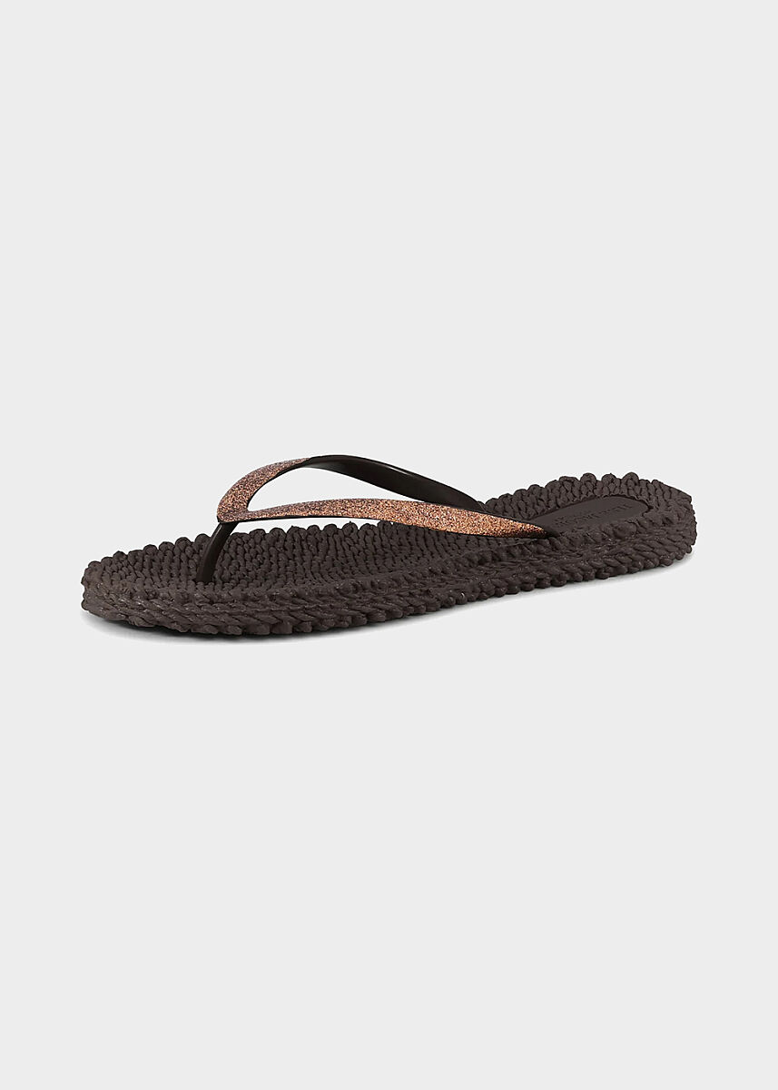 Dark Brown Glitter Flip Flops | ILSE JACOBSEN - ILSE JACOBSEN