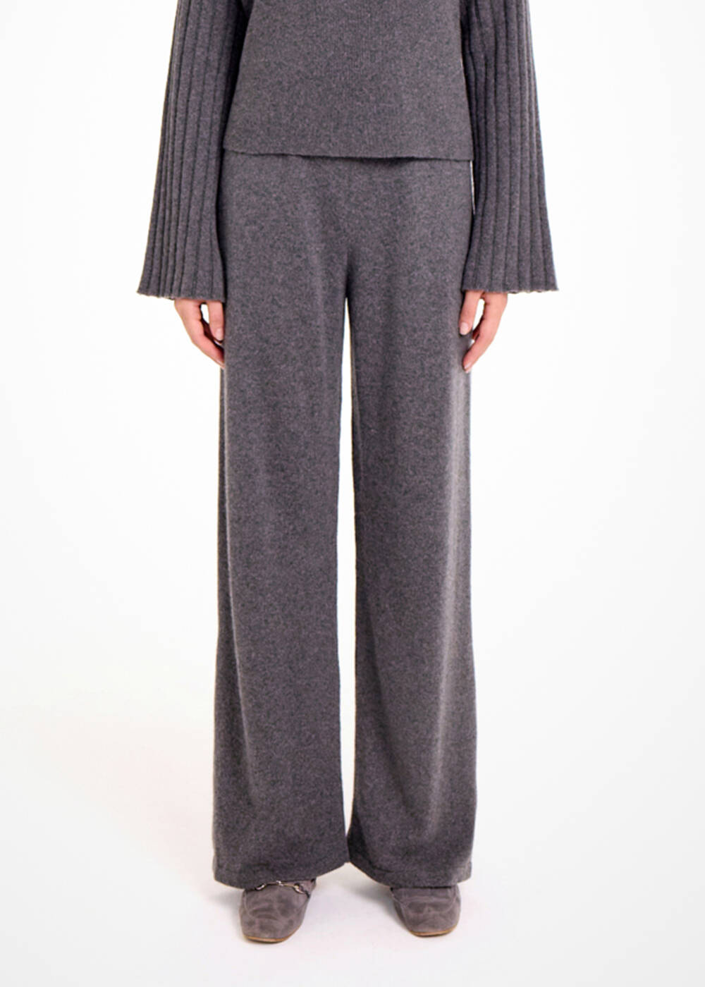 Knitted Wool Pants Warm Grey