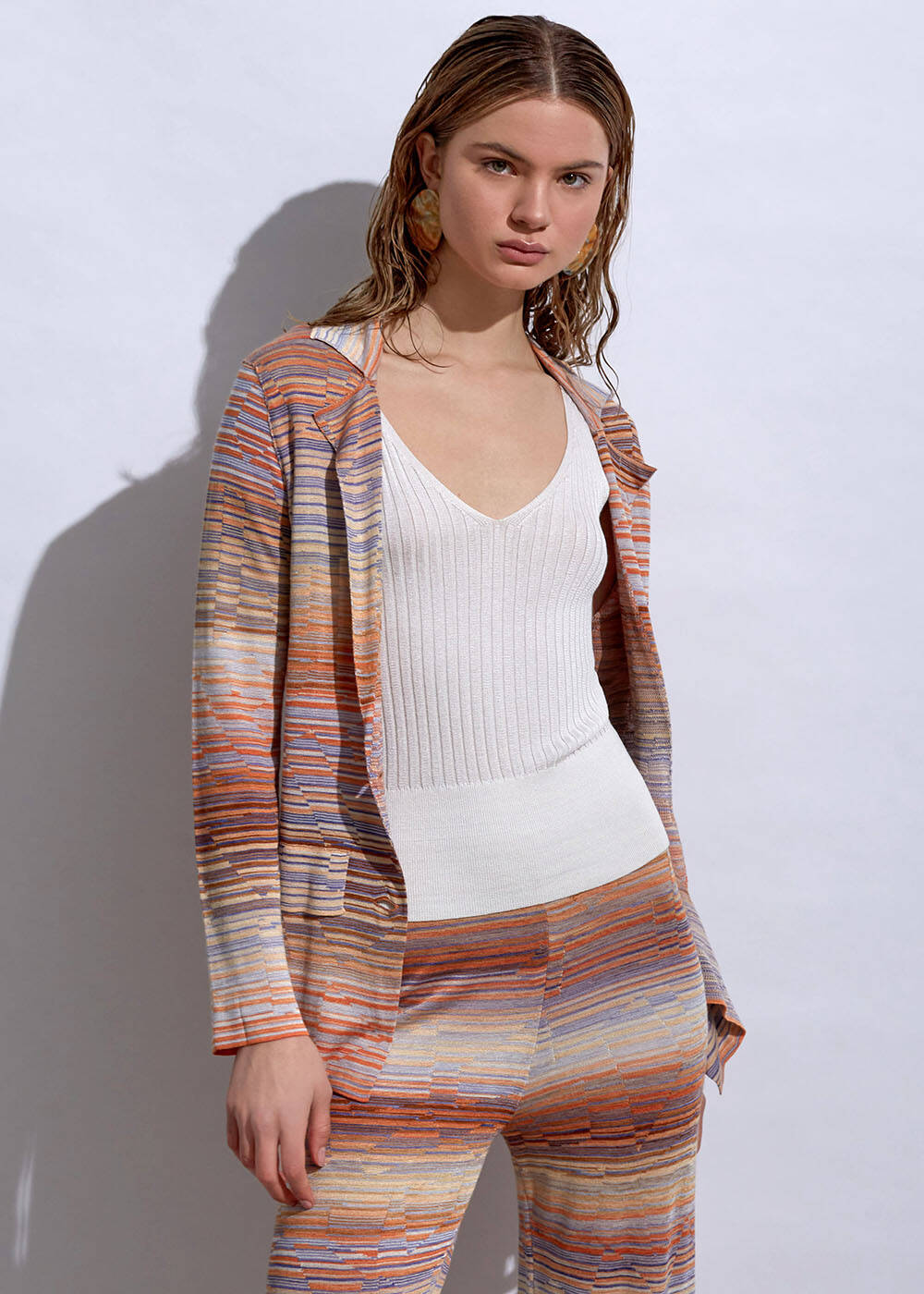 Degrade Patterned Lilac Knıt Jacket - 2