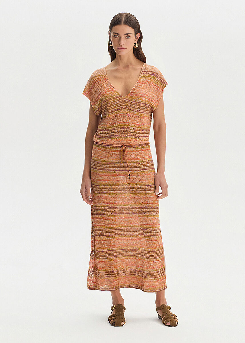 DEGRADE STRIPE BOHEMIAN KNIT DRESS - KNITSS