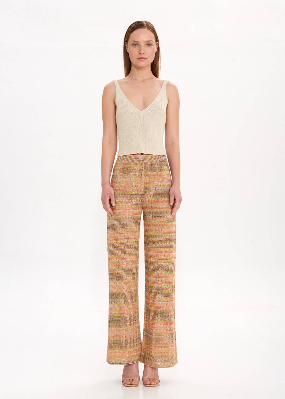 DEGRADE STRIPE BOHEMIAN KNIT PANTS - 1