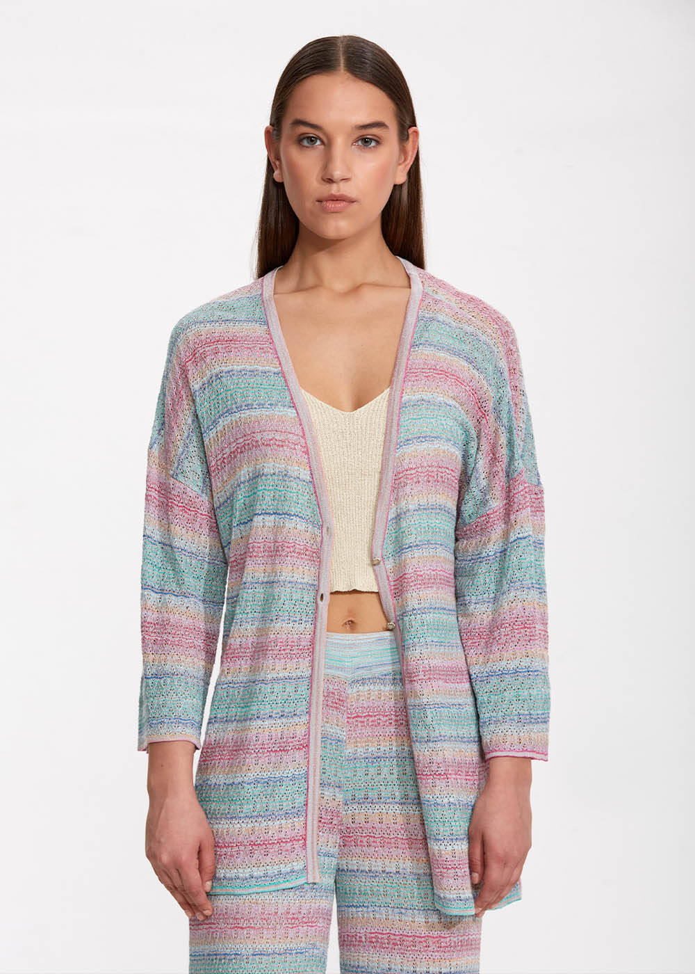 DEGRADE STRIPE EXOTIC KNIT CARDIGAN - 2