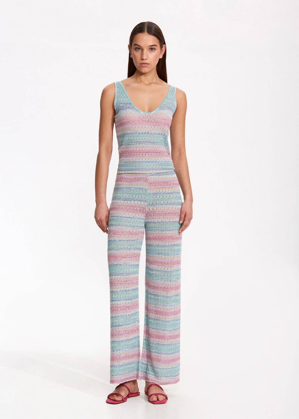 DEGRADE STRIPE EXOTIC KNIT PANTS - 1