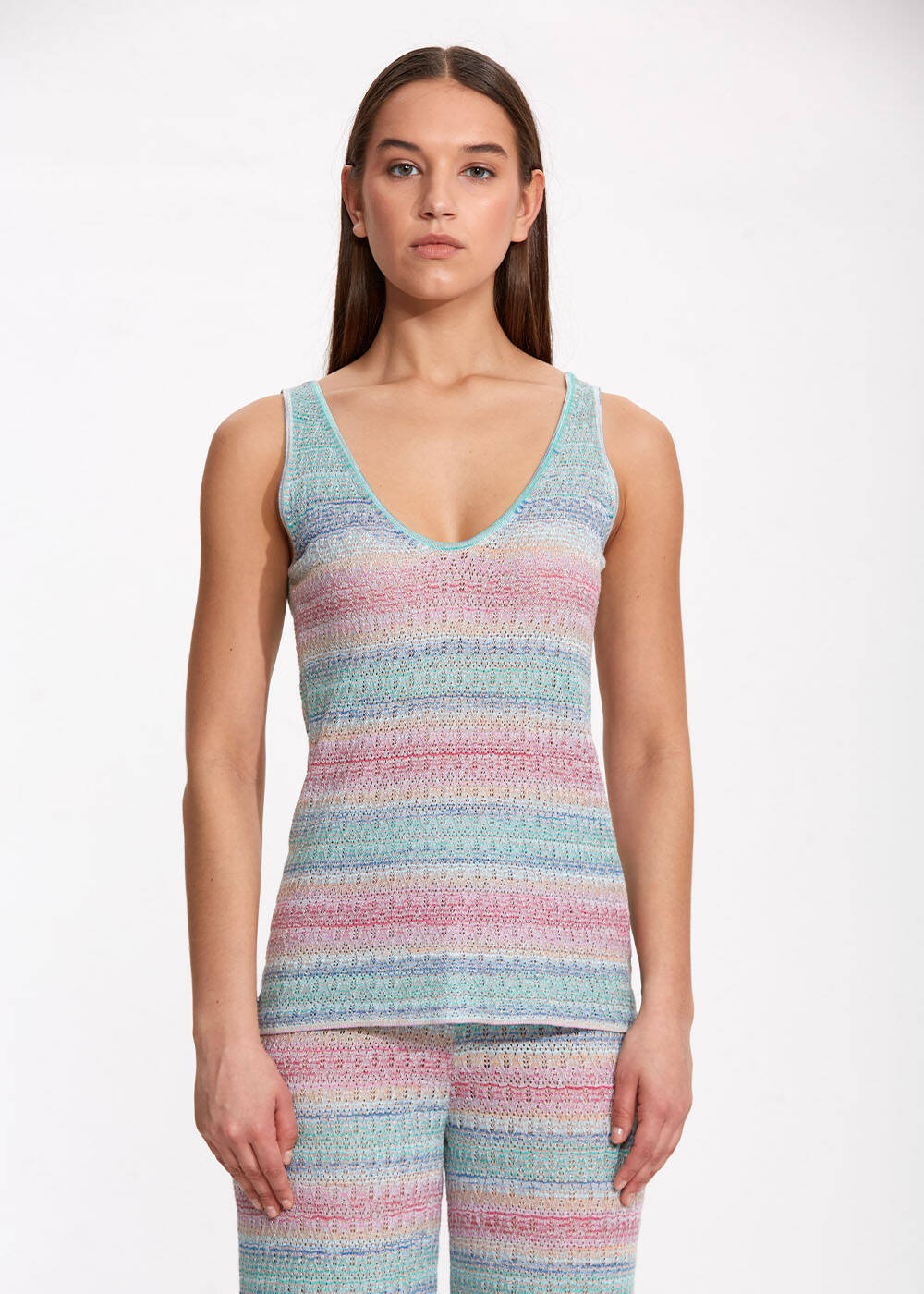 DEGRADE STRIPE EXOTIC KNIT TOP - 1