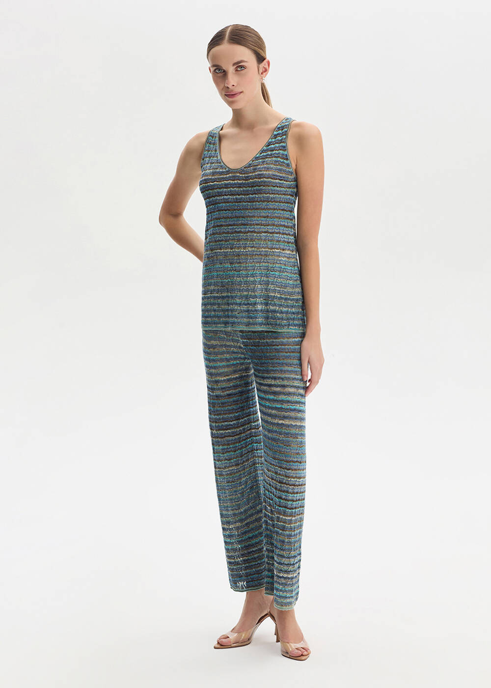 DEGRADE STRIPE FESTIVAL KNIT PANTS - 2
