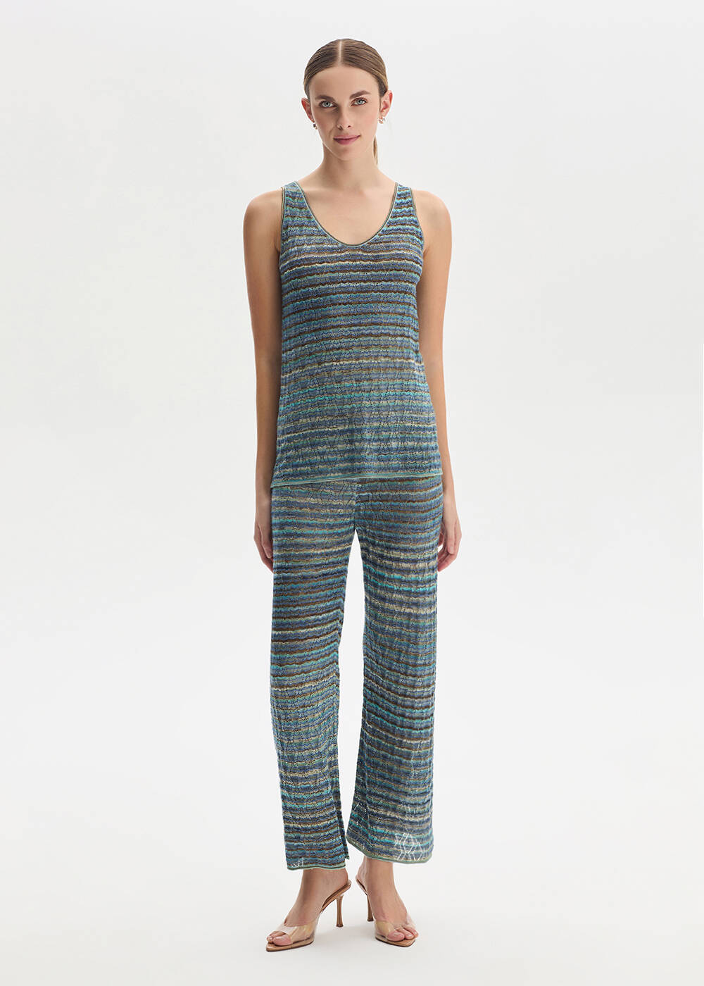 DEGRADE STRIPE FESTIVAL KNIT PANTS - 1