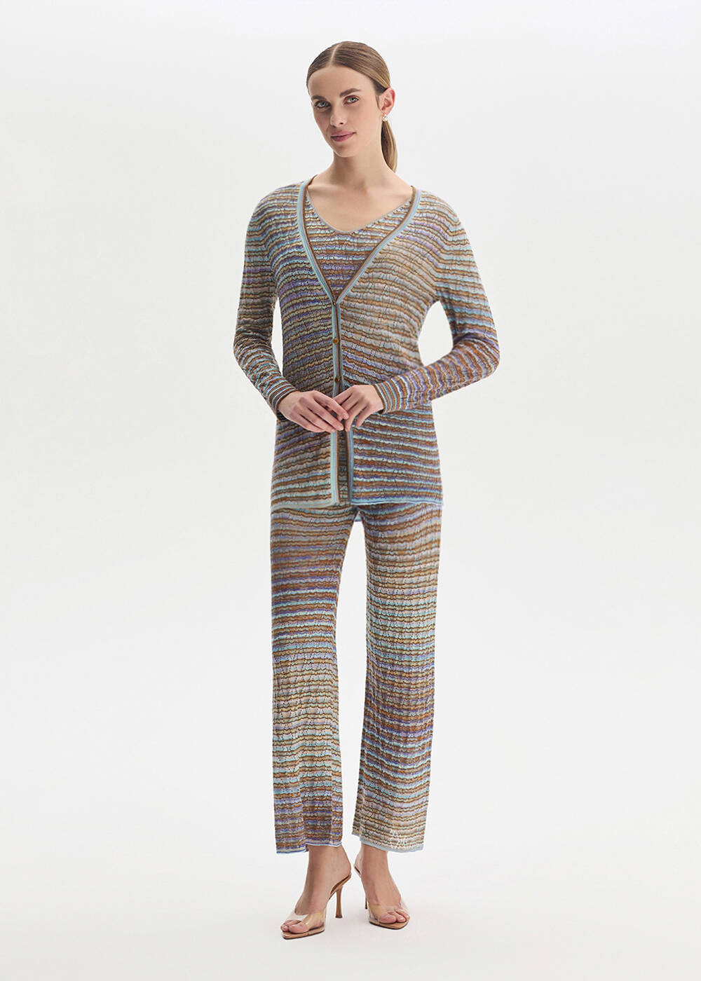 DEGRADE STRIPE SOFT CANDY KNIT PANTS - 2