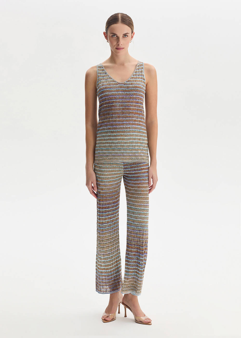 DEGRADE STRIPE SOFT CANDY KNIT PANTS - 1