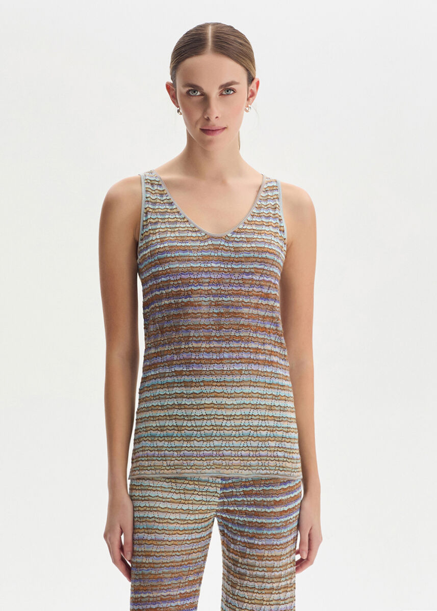 DEGRADE STRIPE SOFT CANDY KNIT TOP - KNITSS