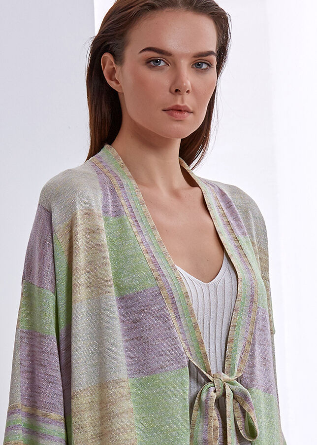 Desenli Bağcıklı Uzun Kimono · 5