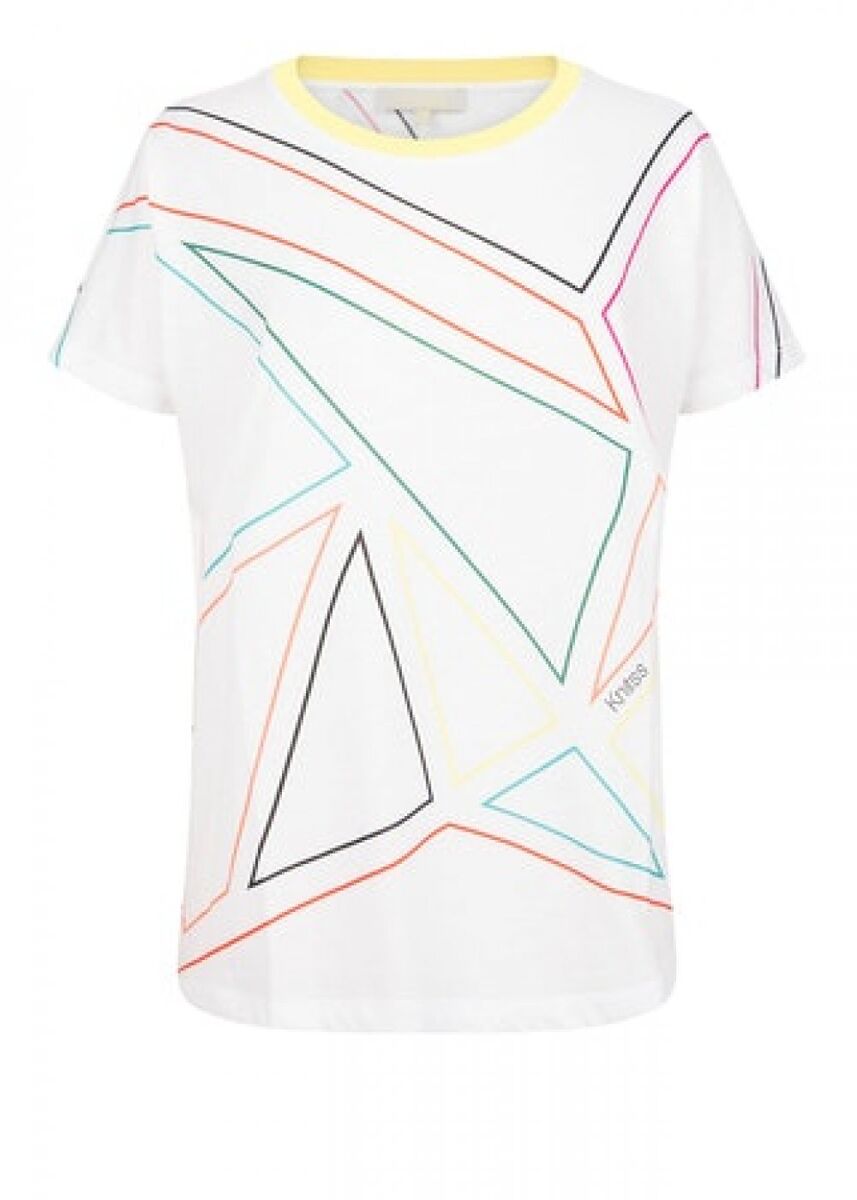 Desenli Beyaz Pamuk T-Shirt · 6