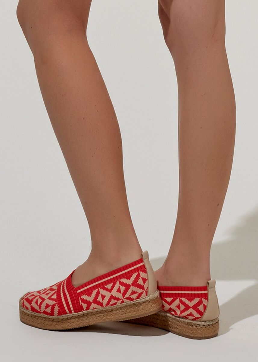 Desenli Kırmızı Espadril Triko Ayakkabı · 3