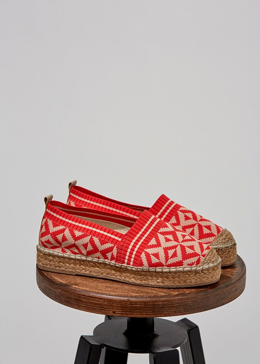 Desenli Kırmızı Espadril Triko Ayakkabı · 4