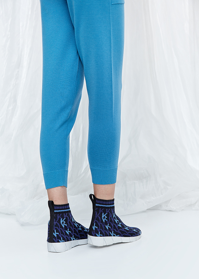 Desenli Koyu Mavi Triko Sneakers · 3