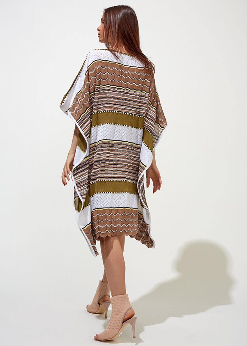 Desenli Oversize Haki Yazlık Triko Tunik Elbise · 3