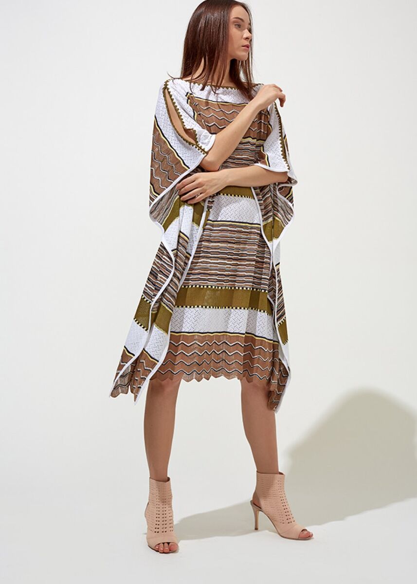 Desenli Oversize Haki Yazlık Triko Tunik Elbise · 6