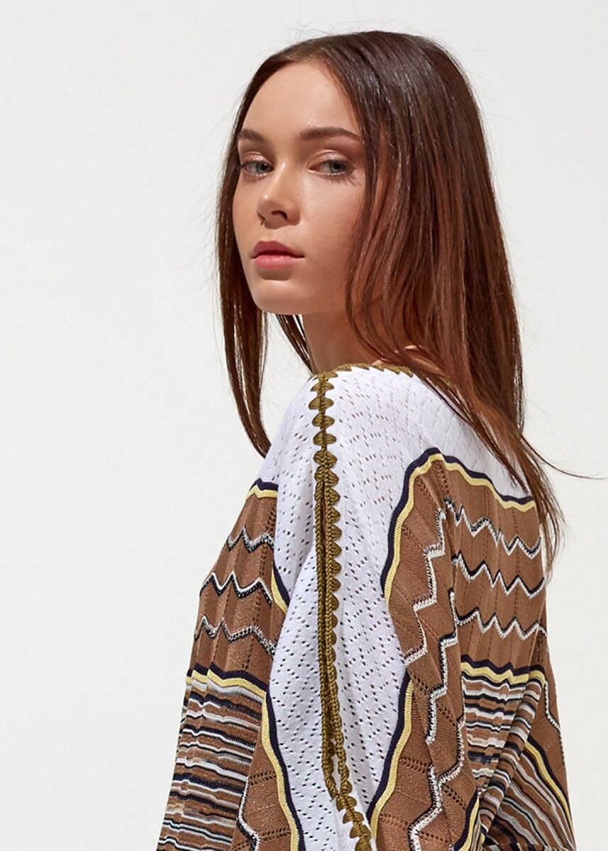 Desenli Oversize Haki Yazlık Triko Tunik Elbise · 7