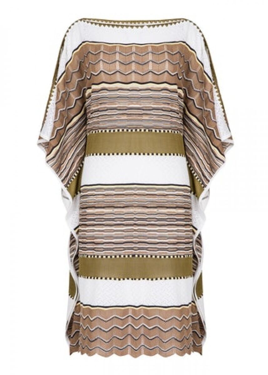 Desenli Oversize Haki Yazlık Triko Tunik Elbise · 8