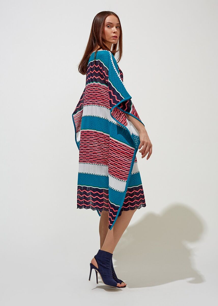 Desenli Oversize Turkuaz Yazlık Triko Tunik Elbise · 3