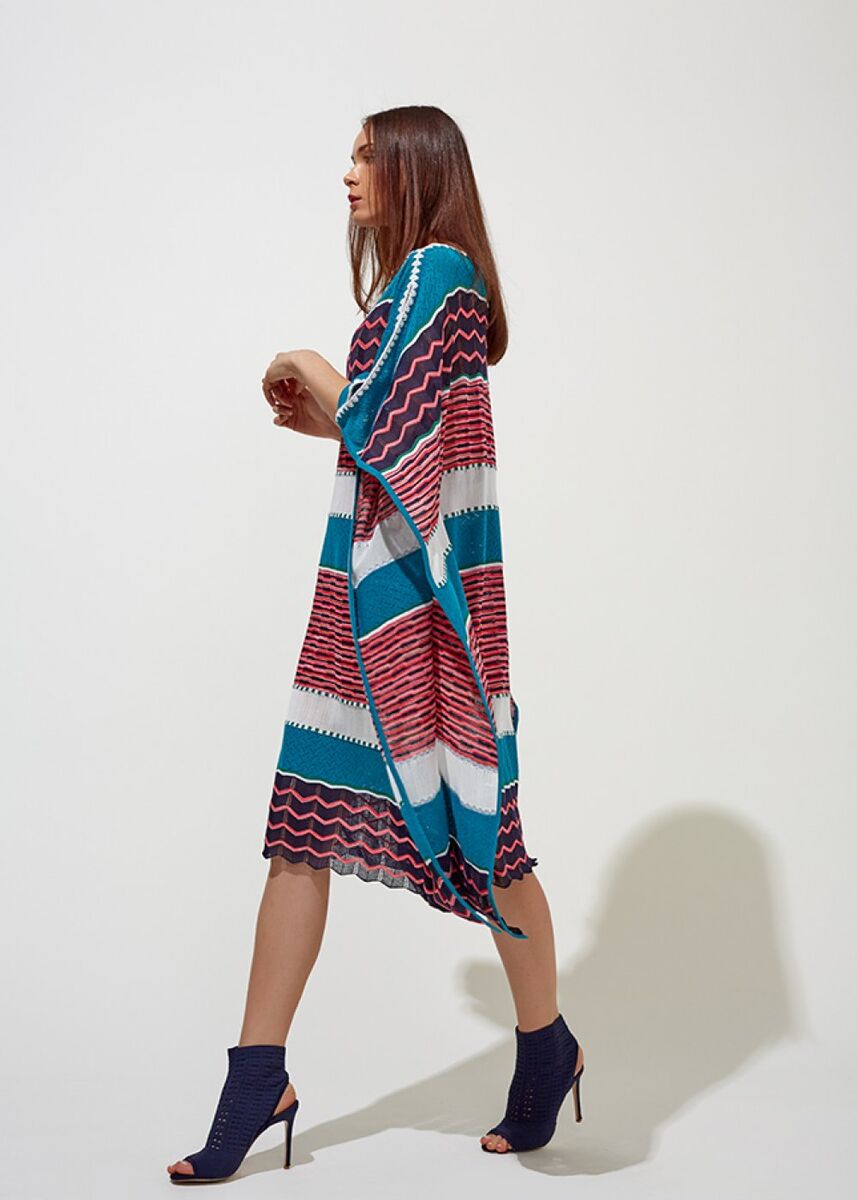 Desenli Oversize Turkuaz Yazlık Triko Tunik Elbise · 4