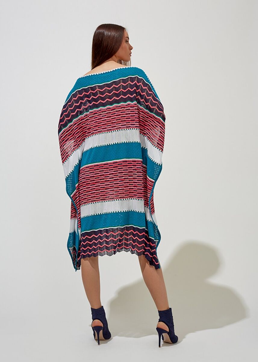 Desenli Oversize Turkuaz Yazlık Triko Tunik Elbise · 5