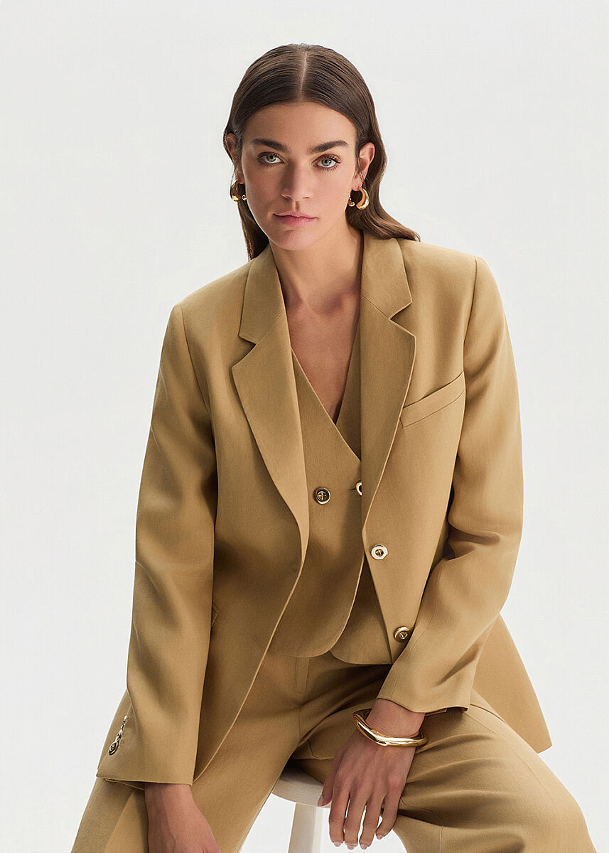 DESERT LINEN BLAZER JACKET - KNITSS