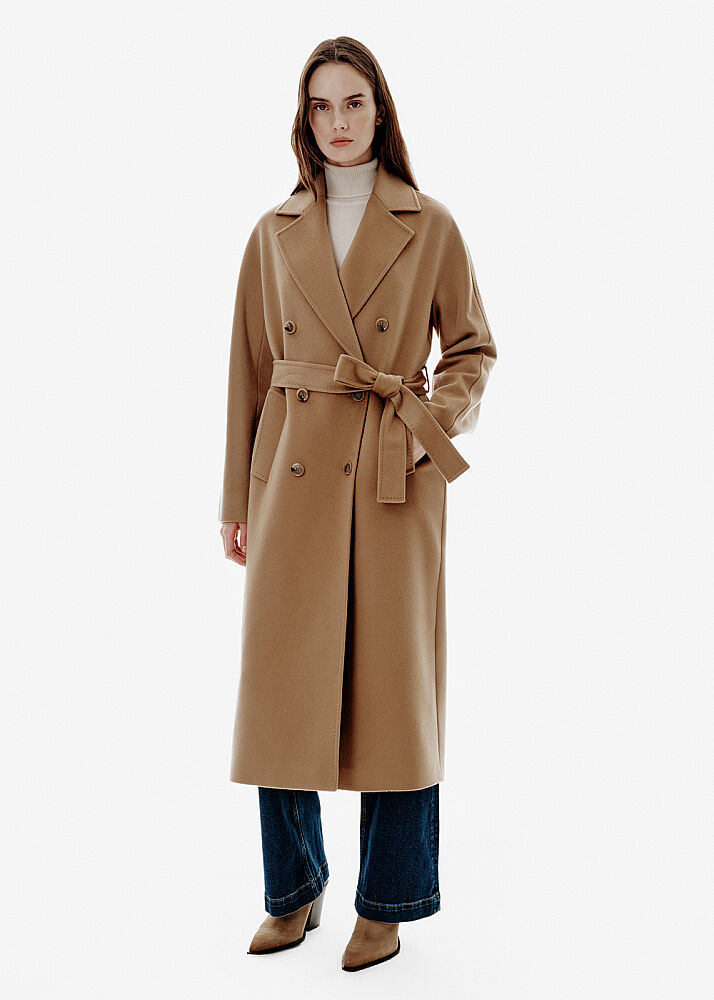 Double-Breasted Camel Wool Coat - KNITSS