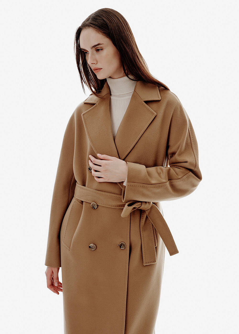 Double-Breasted Camel Wool Coat - 2